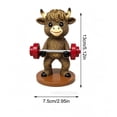 thumbnail image 2 of Highland Cow Figurine - Resin Cute Scottish Cow Statue for Home Office Desk Decor, Funny Sporty Highland Cow Sculpture for Bookshelf Shelf, Gift for Cow Lovers, 2 of 7