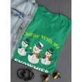 thumbnail image 3 of Chillin With My Snowmies Christmas Women Kelly Green T-Shirt, Female Large, 3 of 4