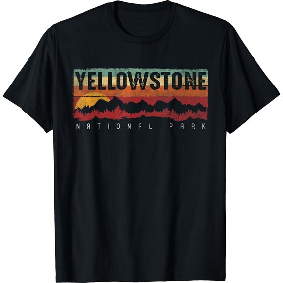 Womens Vintage Yellowstone National Park T-Shirt Black X-Large