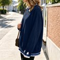 thumbnail image 4 of Womens Sweatshirt Classic Crew Neck French Terry Split Hem Loose Pullover Sweatshirts Fake Two‑Piece Long Sleeve Layered Casual Top, 4 of 6