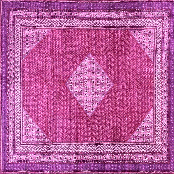 Ahgly Company Indoor Square Medallion Pink Traditional Area Rugs, 8' Square