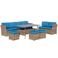 thumbnail image 3 of Eclife 7 Pieces Wicker Rattan 9 Person Sofa Seating Group with Cushions Outdoor Sectional Couch Conversation Set with 3 Loveseat Ottoman and Dinning Table, 3 of 8