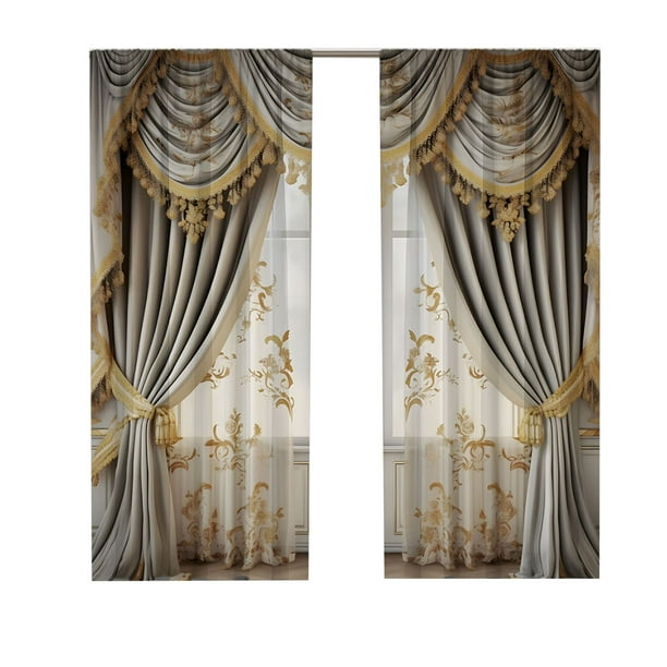 Cortinas y visillos europeos de la serie navideña, 2 unidades, con impresión digital.