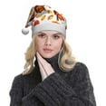 thumbnail image 5 of KLL Christmas Hats for Adults Plush Thanksgiving Turkey Leaves Print Santa Hat Xmas Fluffy Santa Claus Hat for Women Men, 5 of 6
