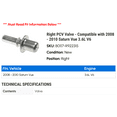 thumbnail image 2 of Right PCV Valve - Compatible with 2008 - 2010 Saturn Vue 3.6L V6 2009, 2 of 2