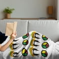 thumbnail image 3 of Jamaican Soft Flannel Fleece Throw Blanket, Reggae Colorful Peaces Abstract Americas Music Culture Art Print, Cozy Plush for Indoor and Outdoor Use, 50" x 70", Multicolor, by Ambesonne, 3 of 5