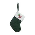 thumbnail image 2 of Fridja 8 Inches Mini Initial Monogram Embroidered Christmas Stocking Knitted Christmas Decorations Stocking Knit Cute Christmas Stocking for Fireplace, Mantel, Doors, Christmas Tree, Green-M, 2 of 5