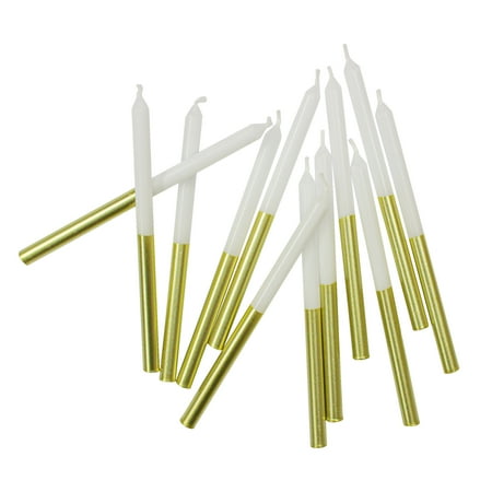12 Packs: 12 ct. (144 total) Gold Dipped White Birthday Candles by Celebrate It