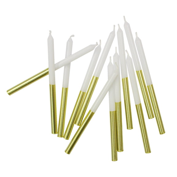 12 Packs: 12 ct. (144 total) Gold Dipped White Birthday Candles by Celebrate It