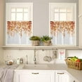thumbnail image 4 of Kitchen Curtain Valance and Tiers Set Orange Eucalyptus 3 Pc Window Treatment Watercolor Leaves 3 Pieces Rod Pocket Valance Set for Small Windows 54 in x 36 in, 4 of 6