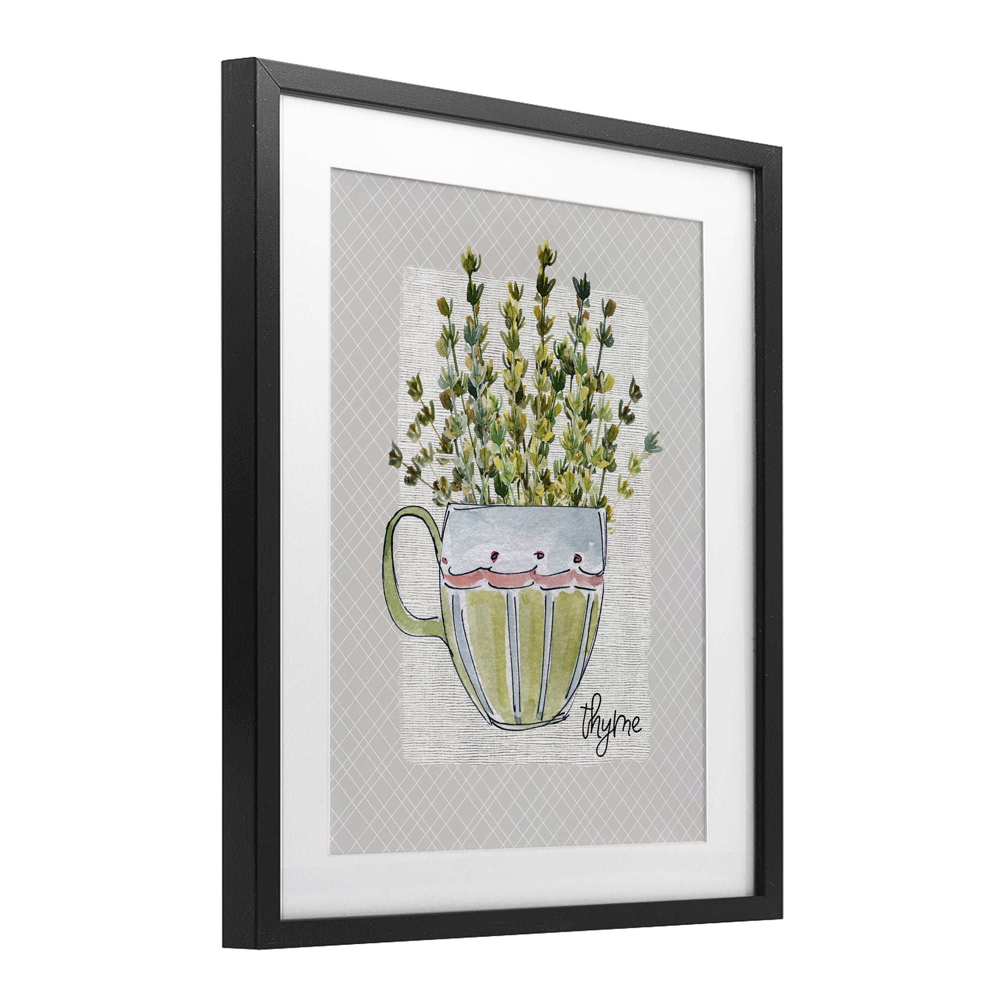 Stupell Industries Thyme Herb Mug Black Framed Print Under Glass, design by Livi Finn