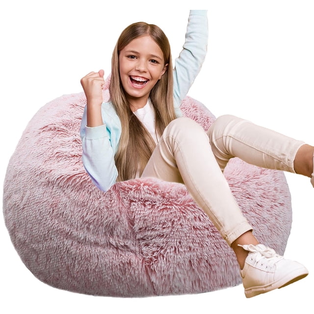 Puf Kisoy Fluffy, piel sintética, espuma viscoelástica, 75 cm, rosa