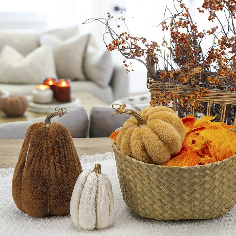 7.9 Inch Ceramic Fake Pumpkin Decor - Realistic White Artificial Pumpkin For Halloween, Fall, Thanksgiving Table Centerpiece, DIY Crafts, Home Decor