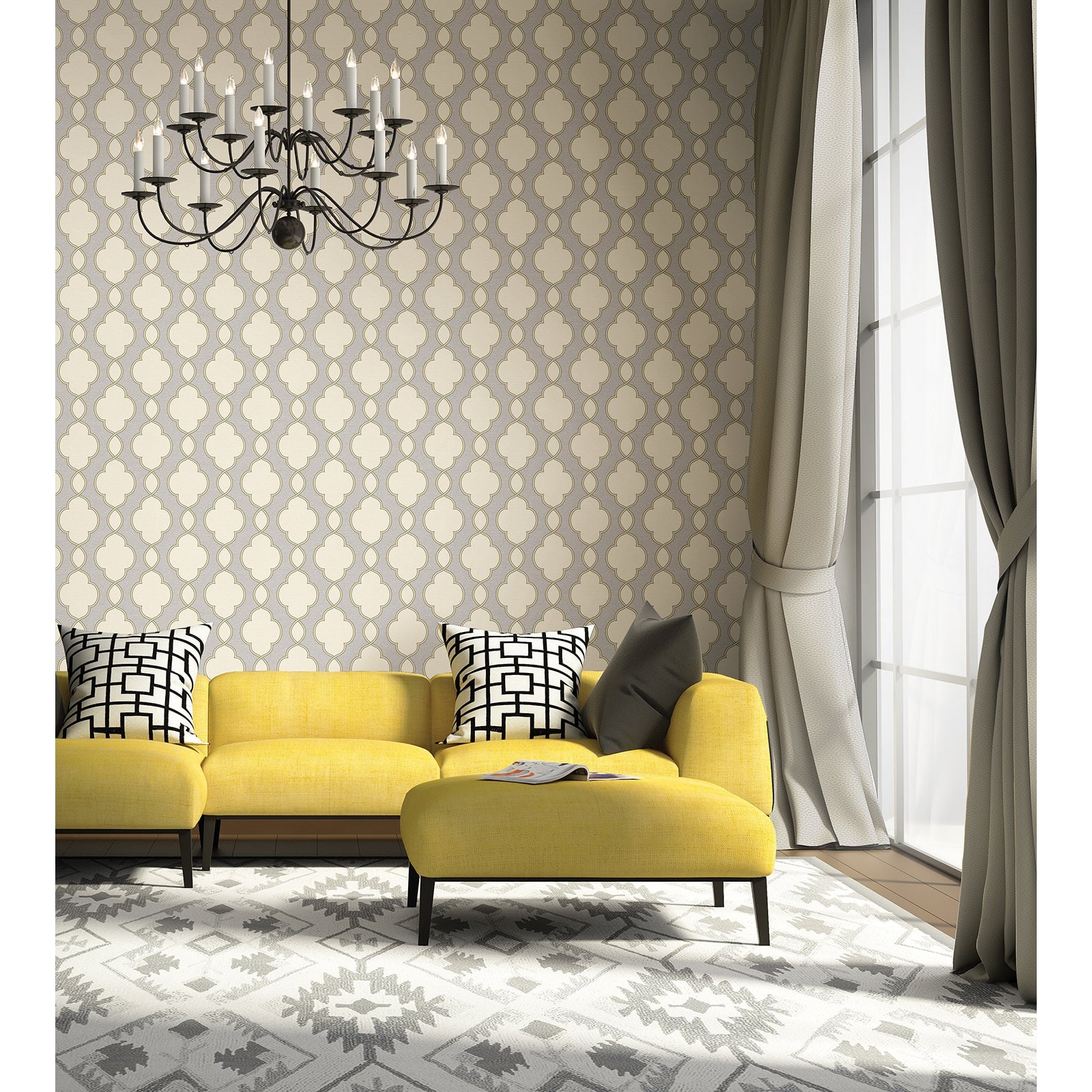 A - Street Prints Symetrie Structure Chain Link Wallpaper, 27-in by 33-ft, 74.25 sq. ft.