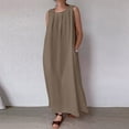 thumbnail image 2 of JINMGG 2024 Summer Plus size Clearance Dresses for Women under $10,Women's Plus Size Summer Fashion Solid Round-Neck Sleeveless Pullover Dress, 2 of 6
