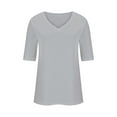 thumbnail image 5 of loopsun Plus Size Tops for Womens,Womens Summer Tops,Women's Fashion Tees Casual V-neck Loose Cute T Shirt 1/2 Sleeve Ladies Top Gray M, 5 of 5
