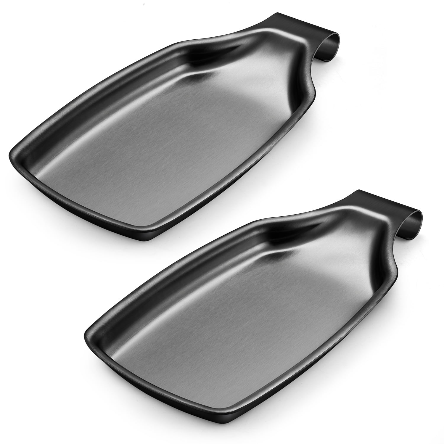 Walchoice Black Spoon Rest Set of 2, Stainless Steel Spoon Holder for