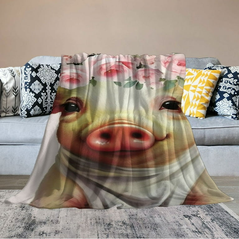 HENGT Pig Blanket Cute Pig Plush Throw Blanket Super Soft Cozy Warm Pig Bedding Blanket Gifts for Kids Girls Boys Women
