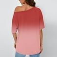 thumbnail image 4 of QUNYINEY Casual Women's Shirts Crew Neck Off Shoulder Gradient Tops Short Sleeve Pullover Loose Shirts, 4 of 6