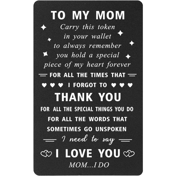 Mom Christmas Cards, Thank You Gifts for Birthday Mothers Day Anniversary, Metal Engraved