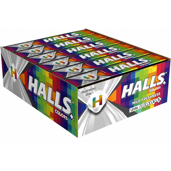 Halls Colors Hard Candy, Assorted Fruit Flavors, 12 Packs, 302.4G