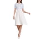 thumbnail image 1 of Vestido de suéter de rayas para mujer INSPIRE CHIC, vestido de punto de manga corta con vuelo, XL, azul claro, verano 2025, 1 of 5