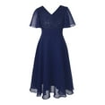 thumbnail image 2 of TiaoBug Kids Girls Sequins V Neck Bridesmaid Dress A-Line Pleated Chiffon Dresses, 2 of 5