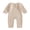 Khaki, variant on Argulvti Baby Boy Girl Cotton Romper Short Sleeve One Piece Jumpsuit Button Front Bodysuits 0-18M