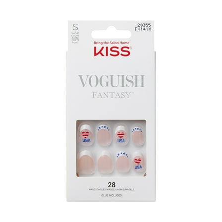 KISS Voguish Fantasy Press on Nails, Wild Ones, White, Short Oval, 28 Count