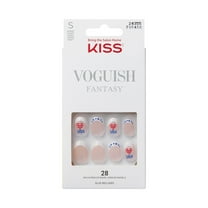 KISS Voguish Fantasy Press on Nails, Wild Ones, White, Short Oval, 28 Count