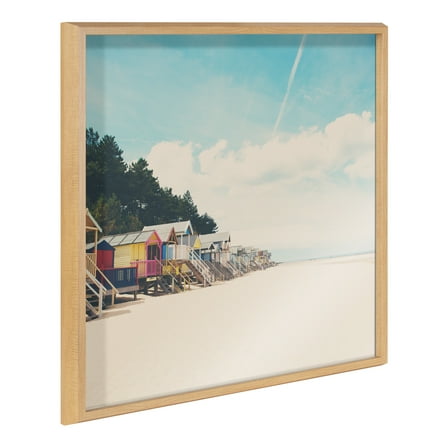 Kate and Laurel Blake Small Spaces Framed Printed Acrylic Wall Art by Laura Evans, 24x24 Natural, Chic Coastal Decor for Wall