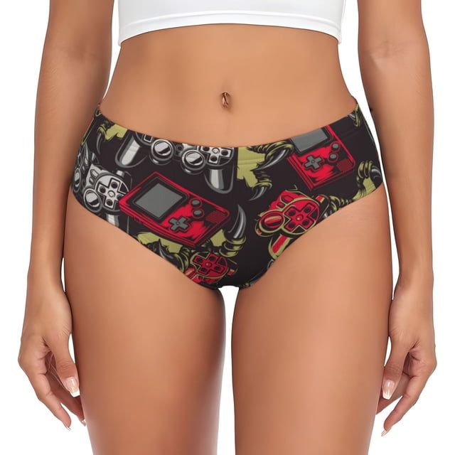 Fotbe Vintage Gaming Calzones Estampados para Mujer – Ropa Interior de Algodón, Cómoda, Suave y Elástica-X-Small