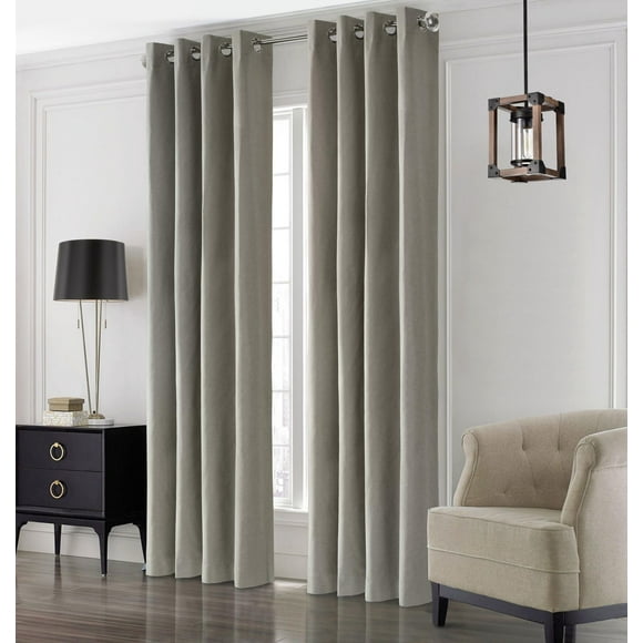 Peru pair de rideaux à oeillets 100% opaques par Thermaplus - 52 po x 95 po, gris pâle
