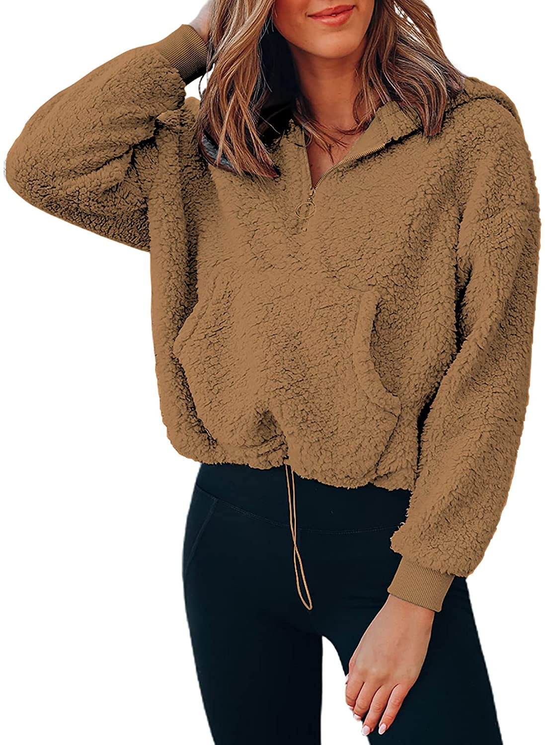 fuzzy sweater zip up