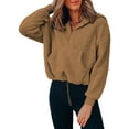 thumbnail image 1 of Mujeres de manga larga Sherpa Fleece Hoodies Casual Zip Up Fuzzy Coat Pullover Sudadera Crop Tops Sudadera con capucha con bolsillos Ormromra  WMZY-838-10, 1 of 1