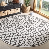 Safavieh Linden Joey Geometric Indoor/Outdoor Area Rug, Light Gray/Charcoal, 6'7" x 6'7" Round