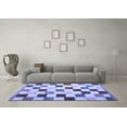 thumbnail image 3 of Ahgly Company Indoor Round Checkered Blue Modern Area Rugs, 3' Round, 3 of 4