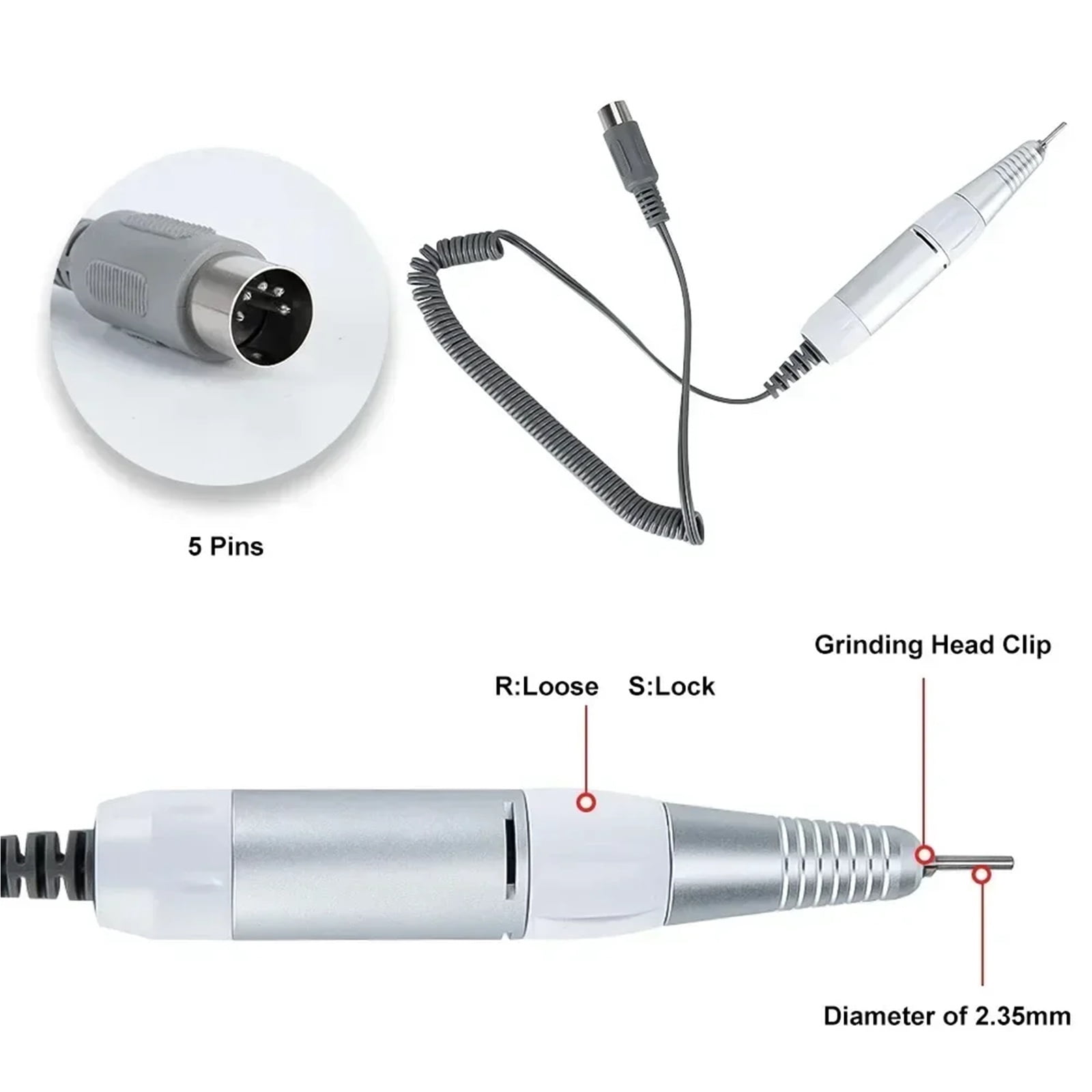 Nail Drill Replacement Handle Manicure Tool Replacement Handle for Electric Nail Drill Machine Nail Polisher Grinder Handpiece