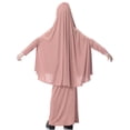 thumbnail image 3 of Robe Longue à Manches Longues pour Filles Abaya Robe de Prière - Multicolore, Rose Foncé m, 3 of 4
