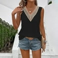 thumbnail image 1 of mfyjkho Camisetas Sin Mangas Para Mujer, Blusa Informal Sin Mangas Con Cuello En V Para Mujer, Blusa Con Encaje Y Retazos, Color Liso Tops Bohemios Para Mujer Xxl, 1 of 6