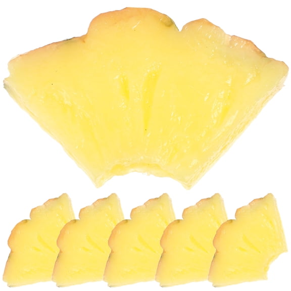 Raindrops 6Pcs Yellow Artificial Lifelike Pineapple Fruit Slices Decorative Fake Fruit Models