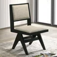 thumbnail image 2 of Gorgeous Black Dining Room Furniture Metal Base Dining Table 4x Side Chairs Light Gray Upholstery 5pc Dining Set, 2 of 5