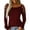 Wine, variant on Fesfesfes Women's Tops Hollow Out Long Sleeve Tops Casual Solid Color Round Neck T-shirt Blouse Tops