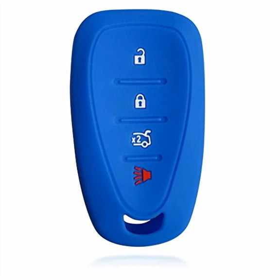 Dobrev 4 Buttons Silicone Case Protector Key Fob Cover Smart Car Remote Holder for 2016 2017-2019 Chevrolet Malibu Chevy Camaro (Blue)