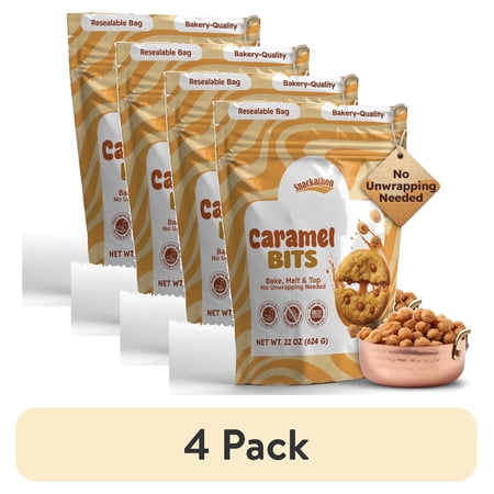 (4 pack) Snackathon Caramel Bits 22 oz Unwrapped Caramel Chips for Baking and Melting