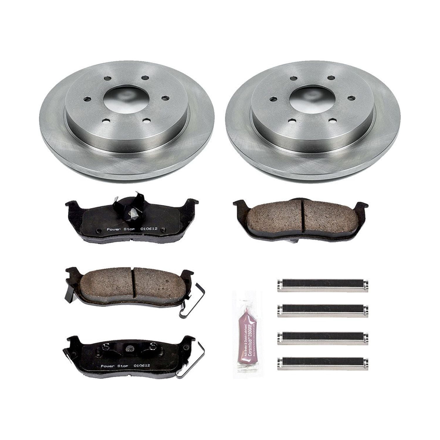 Power Stop Rear Stock Replacement Brake Pad and Rotor Kit KOE2445