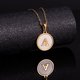 thumbnail image 3 of Collar de acero inoxidable con letras en forma de concha de color dorado redondo para mujer, colgante de acero de titanio de estilo europeo y americano con 26 letras en inglés, 3 of 6
