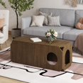 thumbnail image 2 of Pusnapku 39" Coffee Table, Farmhouse Rustic Center Table with Holes and Anti-Collision Corners, Wooden Rectangle Accent Table, for Living Room, 2 of 9