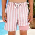 thumbnail image 2 of PRfgtbd Boys Swim Trunks With Compression Liner Striped Print Beach Shorts Swimsuit Bathing Suit Kids Elastic Waistband Swim Shorts 11-12 Years, 2 of 5