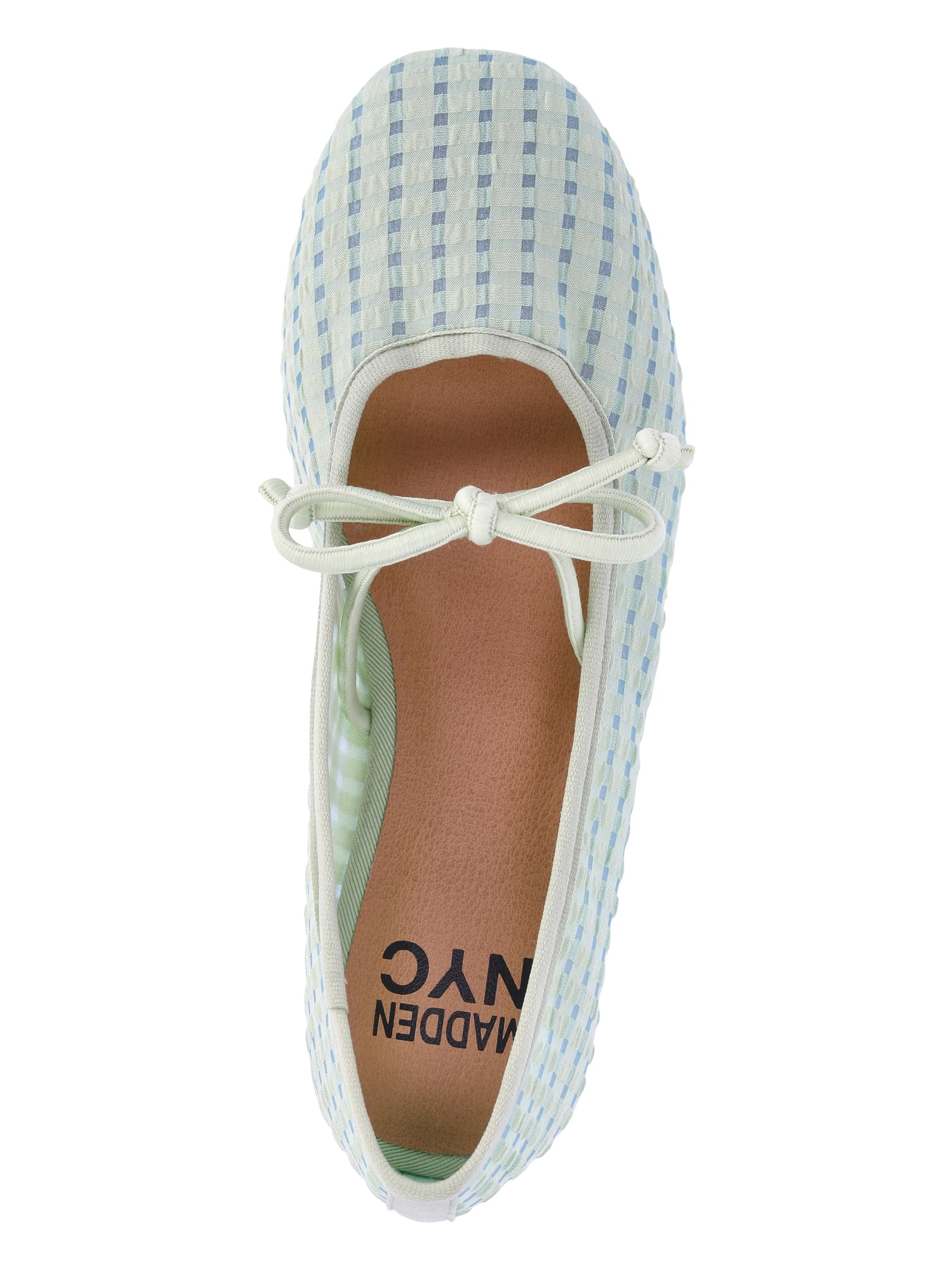 Madden NYC Little and Big Girls' Gingham Mesh Ballet Flats